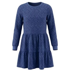 Cat & Jack Girls' Leopard Print Long Sleeve Knit Dress Large 10-12 Preowned